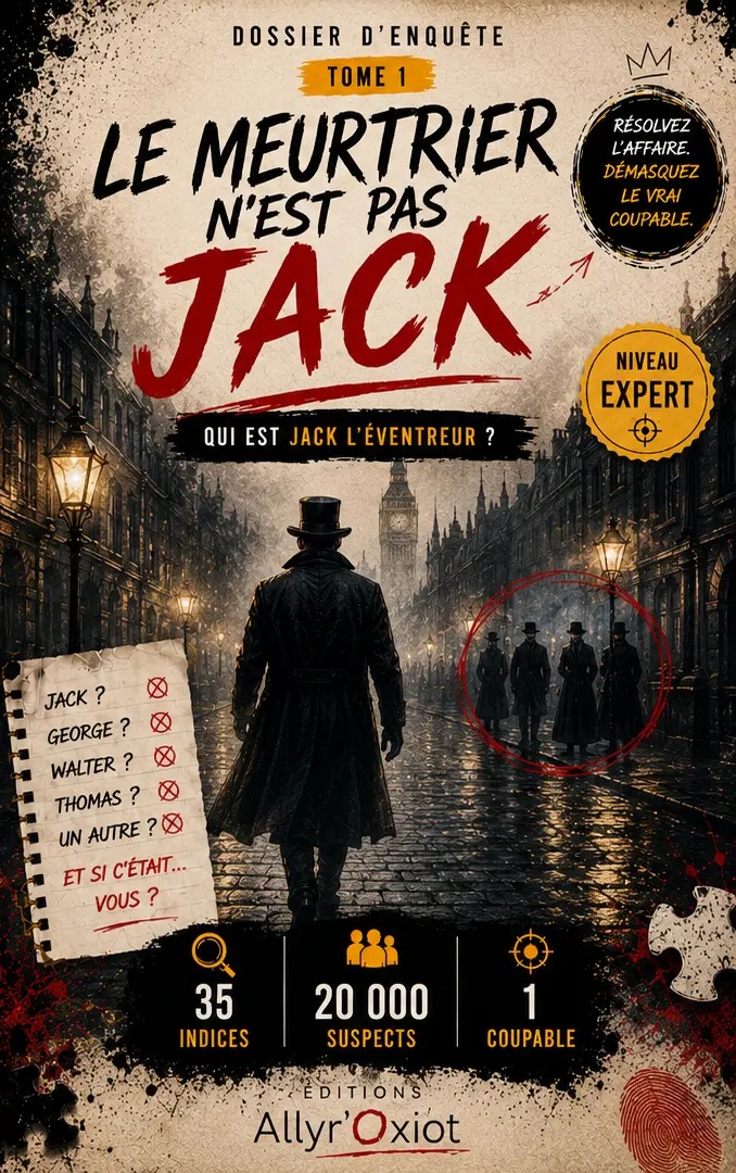Couverture du livre-jeu d'enquête Le meurtrier n'est pas Jack, sur Jack l'Éventreur à Londres en 1888