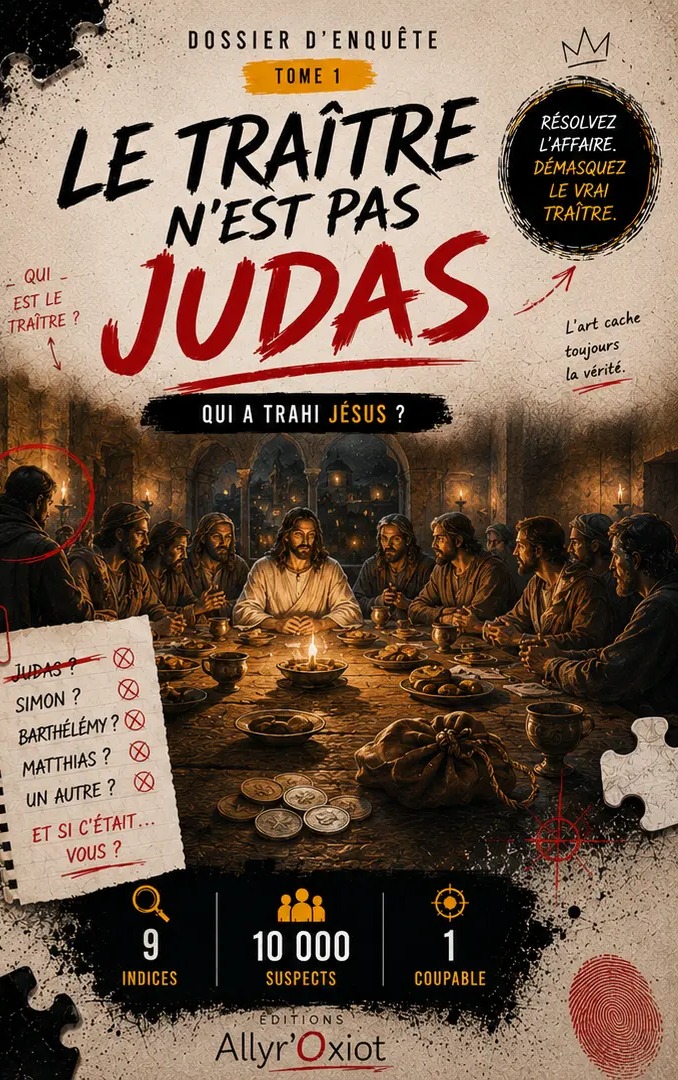 Couverture du livre-jeu d'enquête Le traître n'est pas Judas, sur la trahison de Jésus à Jérusalem
